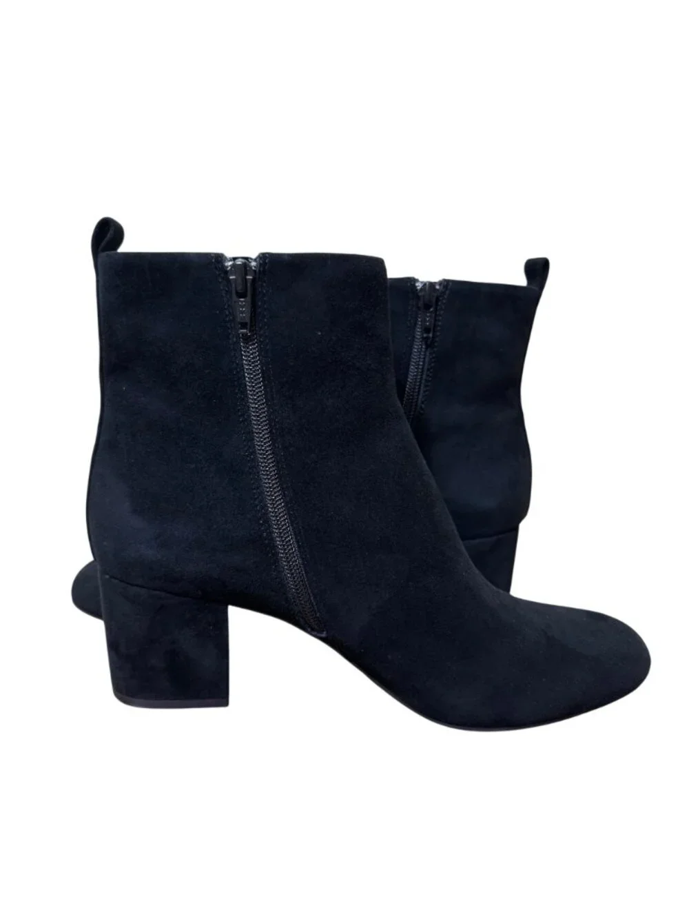 Gianni Bini Jaydenn Black Suede Ankle Boots Block Heel Side Zipper Size 9